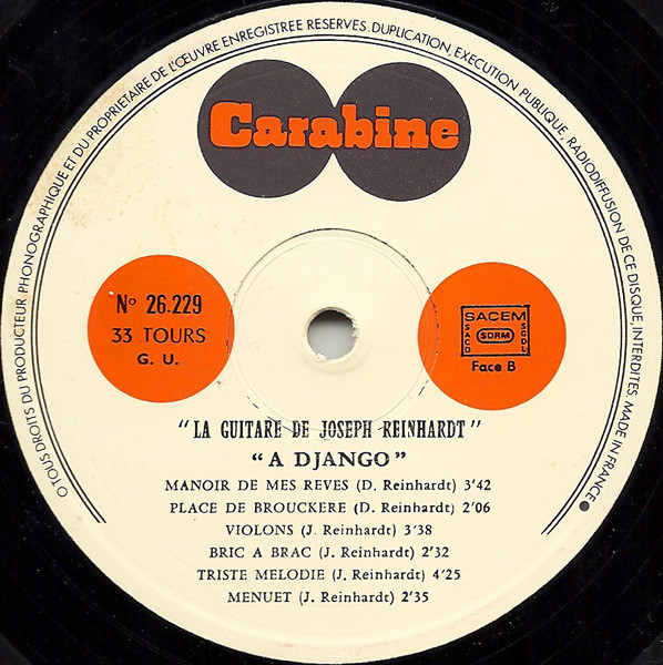 Joseph Reinhardt - A Django - La Guitare De Joseph Reinhardt | Carabine (26229) - 2