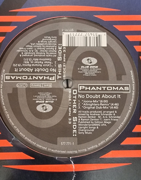Phantomas - No Doubt About It | Club Zone (577 771-1) - main