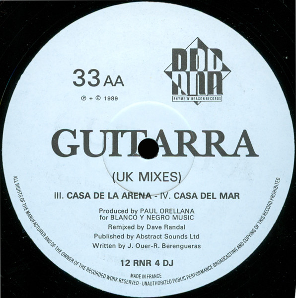 Raúl Orellana Featuring Jordi Bonell - Guitarra (UK Mixes) | Rhyme 'N' Reason Records (12 RNR 4 DJ) - 2