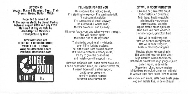 Litovsk - I'll Never Forget You bw Dit Wil Ik Nooit Vergeten | Build Me A Bomb Records (BMAB-26) - 2 Litovsk - I'll Never Forget You bw Dit Wil Ik Nooit Vergeten | Build Me A Bomb Records (BMAB-26) - 2