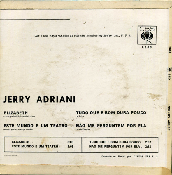 Jerry Adriani - Elizabeth | CBS (6603) - 2
