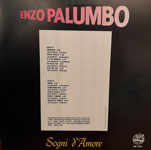 Enzo Palumbo - Sogni D'Amore | Big Stereo Record (BF 238) - 2 Enzo Palumbo - Sogni D'Amore | Big Stereo Record (BF 238) - 2