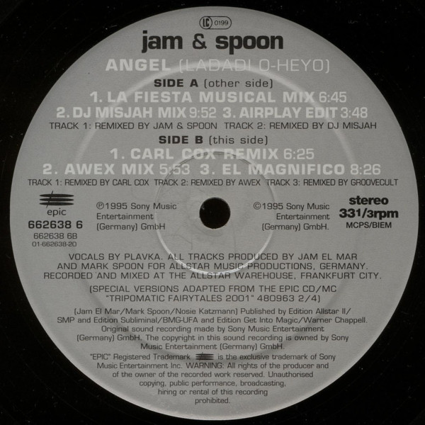 Jam & Spoon Featuring Plavka - Angel (Ladadi O-Heyo) | Epic (662638 6) - 4