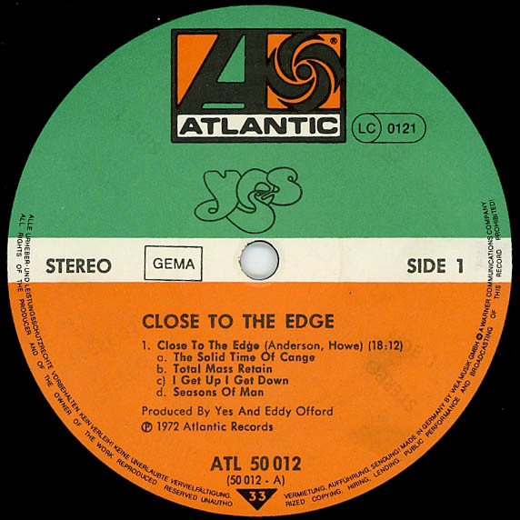 Yes - Close To The Edge | Atlantic (ATL 50 012) - 4