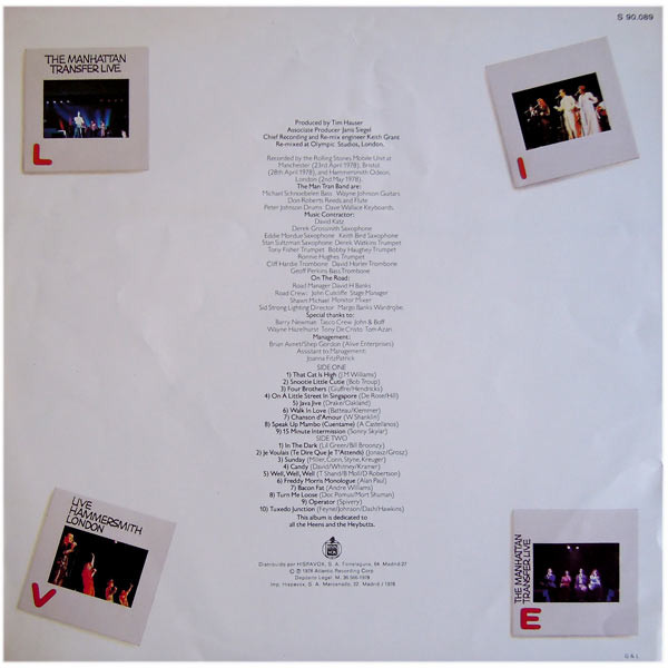 The Manhattan Transfer - Live | Atlantic (S 90.089) - 4