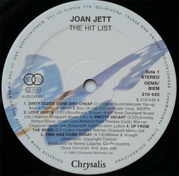 Joan Jett - The Hit List | Chrysalis (210 640) - 3 Joan Jett - The Hit List | Chrysalis (210 640) - 3
