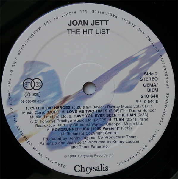 Joan Jett - The Hit List | Chrysalis (210 640) - 4 Joan Jett - The Hit List | Chrysalis (210 640) - 4