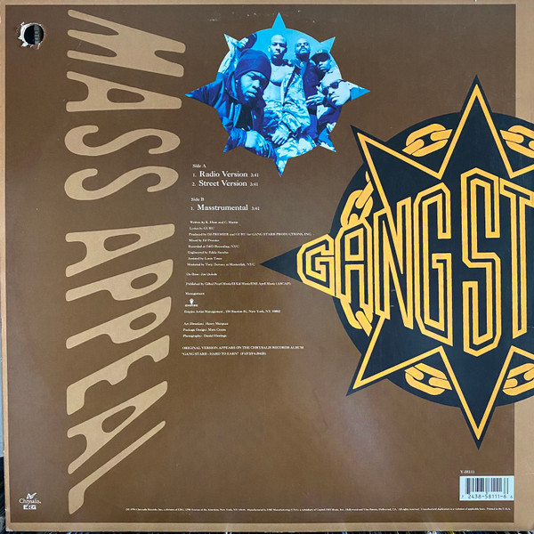 Gang Starr - Mass Appeal | Chrysalis (Y-58111) - 2