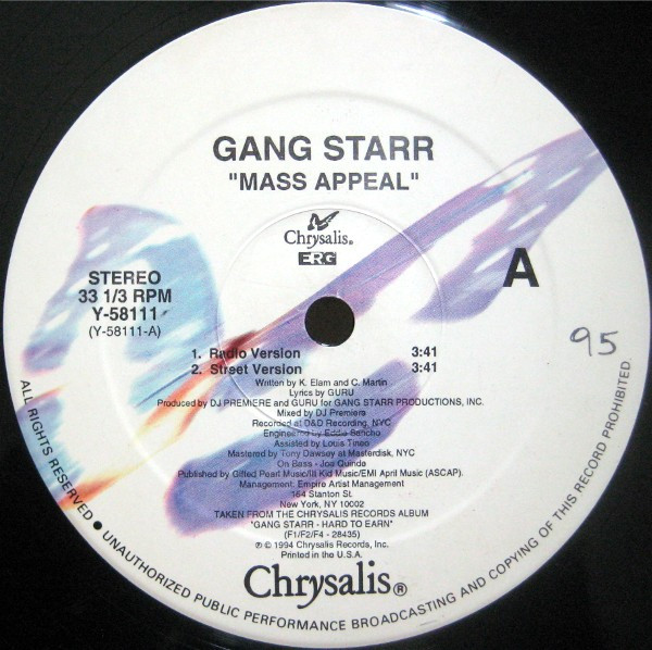 Gang Starr - Mass Appeal | Chrysalis (Y-58111) - 3