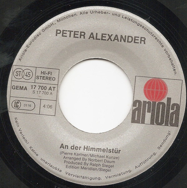Peter Alexander - An Der Himmelstür | Ariola (17 700 AT)
