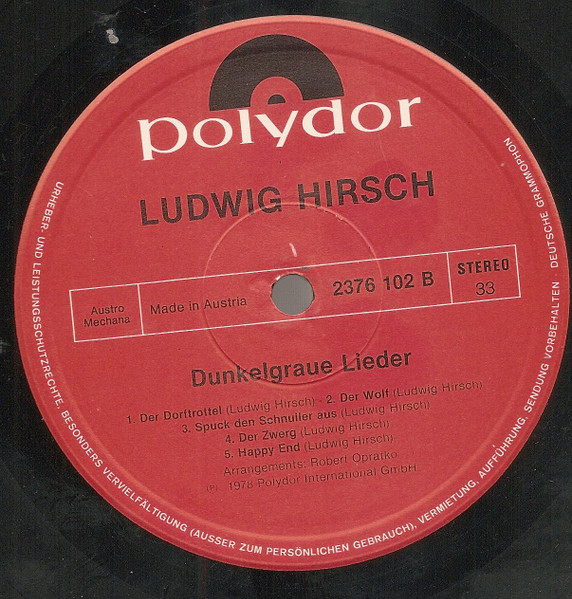 Ludwig Hirsch - Dunkelgraue Lieder | Polydor (2376 102) - 4 Ludwig Hirsch - Dunkelgraue Lieder | Polydor (2376 102) - 4