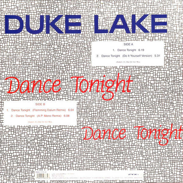 Duke Lake - Dance Tonight | ZYX Music (MAXI 1173-12) - 2