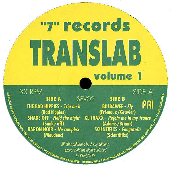 Various - Translab Volume 1 | "7" Records (SEV02) - main