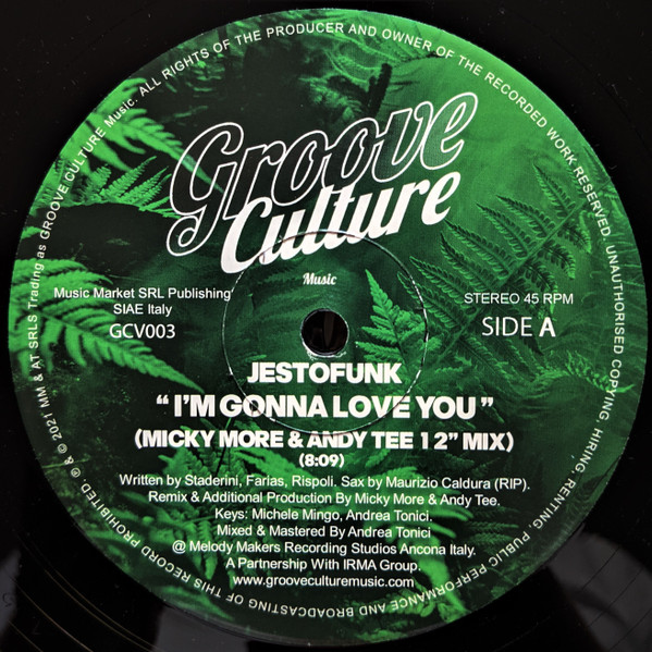 Jestofunk - I'm Gonna Love You (Micky More & Andy Tee 12" Mix) | Groove Culture Music (GCV003) - main Jestofunk - I'm Gonna Love You (Micky More & Andy Tee 12" Mix) | Groove Culture Music (GCV003) - main