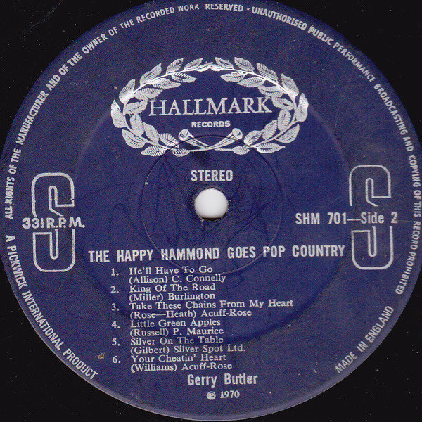 Gerry Butler - The Happy Hammond Goes Pop Country | Hallmark Records (SHM 701) - 3