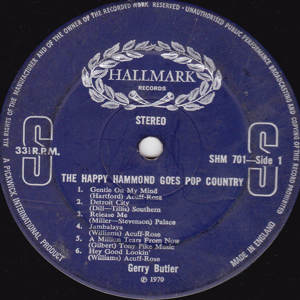 Gerry Butler - The Happy Hammond Goes Pop Country | Hallmark Records (SHM 701) - 2