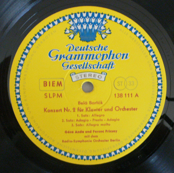 Béla Bartók - Géza Anda , Ferenc Fricsay , Radio-Symphonie-Orchester Berlin - Concertos N° 2 Et N° 3 Pour Piano Et Orchestre [Vinyl] | Deutsche Grammophon (138 111) - 3