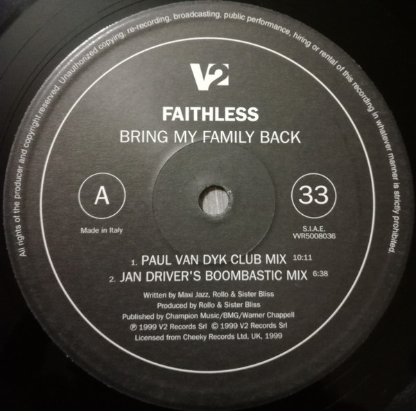 Faithless - Bring My Family Back | V2 (VVR5008036) - 3
