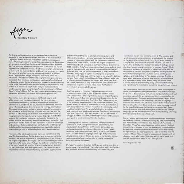 As One - Planetary Folklore | Mo Wax (MW083) - 2