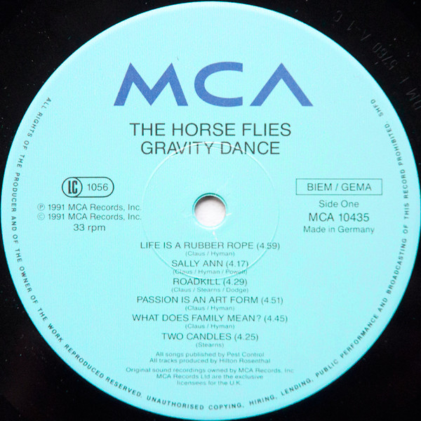 The Horseflies - Gravity Dance | MCA Records (MCA 10435) - 3