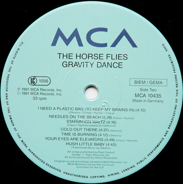 The Horseflies - Gravity Dance | MCA Records (MCA 10435) - 4