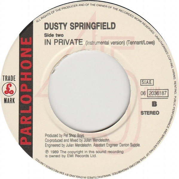 Dusty Springfield - In Private | Parlophone (06 2036187) - 4