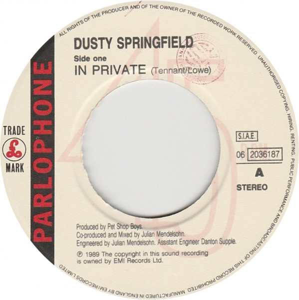 Dusty Springfield - In Private | Parlophone (06 2036187) - 3