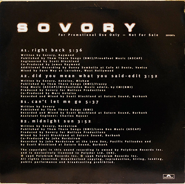 Sovory - Right Back | Polydor (SOVORY 2) - 2