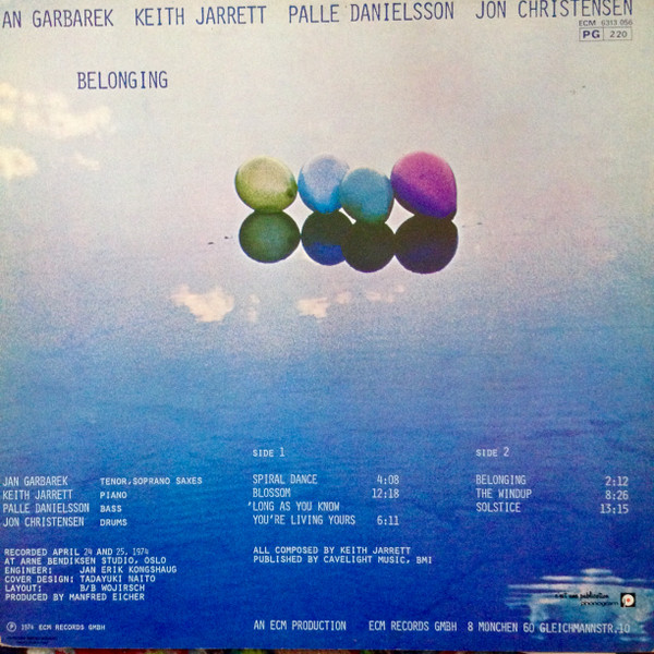 Jan Garbarek , Keith Jarrett , Palle Danielsson , Jon Christensen - Belonging | ECM Records (ECM 6313 056) - 2 Jan Garbarek , Keith Jarrett , Palle Danielsson , Jon Christensen - Belonging | ECM Records (ECM 6313 056) - 2