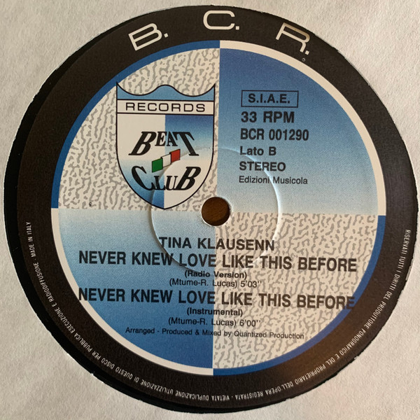 Tina Klausenn - Never Knew Love Like This Before | Beat Club Records (BCR 001290) - 2