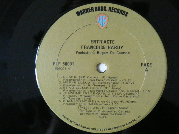 Françoise Hardy - Entr'acte | Warner Bros. Records (FLP 56091) - 3 Françoise Hardy - Entr'acte | Warner Bros. Records (FLP 56091) - 3