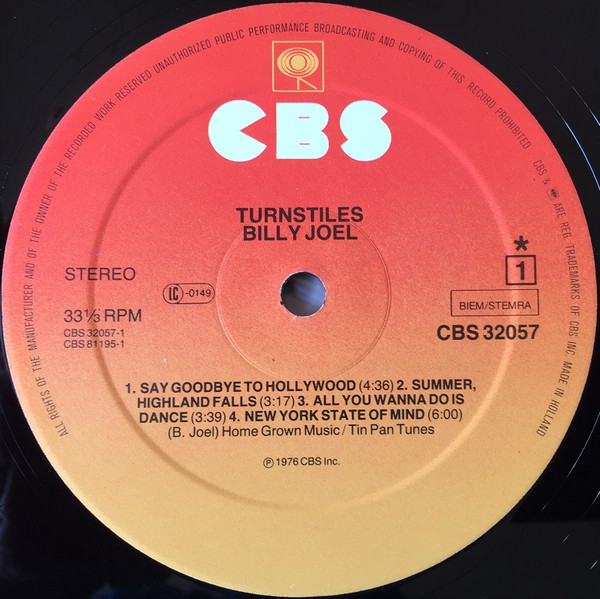 Billy Joel - Turnstiles | CBS (CBS 32057) - 3 Billy Joel - Turnstiles | CBS (CBS 32057) - 3