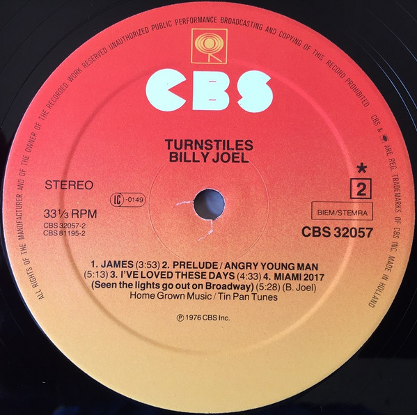 Billy Joel - Turnstiles | CBS (CBS 32057) - 4 Billy Joel - Turnstiles | CBS (CBS 32057) - 4