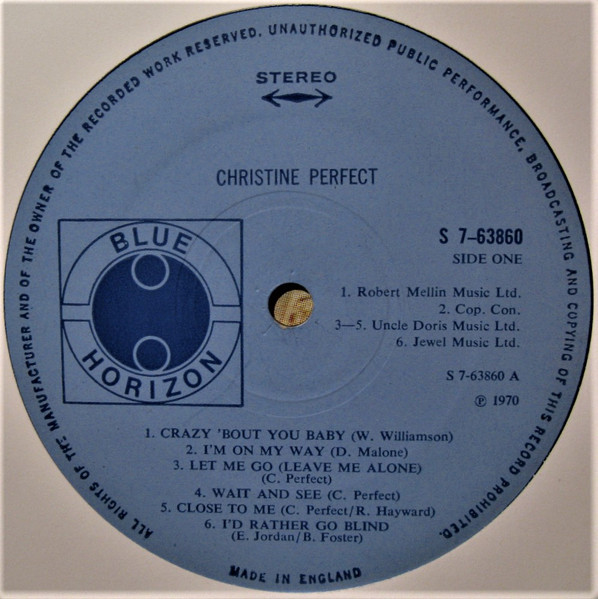 Christine Perfect - Christine Perfect | Blue Horizon (S 7-63860) - 3