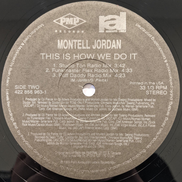 Montell Jordan - Somethin' 4 Da Honeyz / This Is How We Do It | PMP Records (422 856 963-1,) - 3