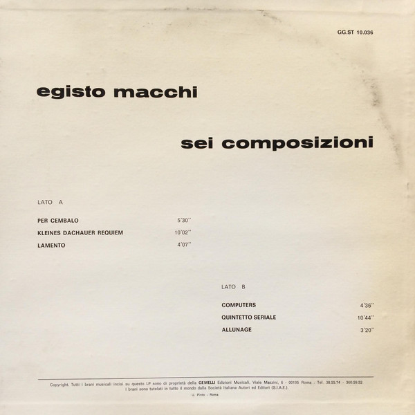 Egisto Macchi - Sei Composizioni | Gemelli (GG-ST 10036) - 2