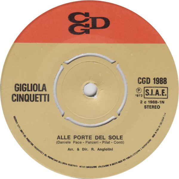 Gigliola Cinquetti - Alle Porte Del Sole | CGD (CGD 1988) - 3