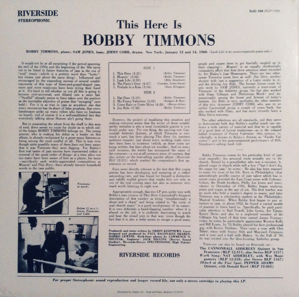 Bobby Timmons - This Here Is Bobby Timmons | Original Jazz Classics (OJC-104) - 2 Bobby Timmons - This Here Is Bobby Timmons | Original Jazz Classics (OJC-104) - 2