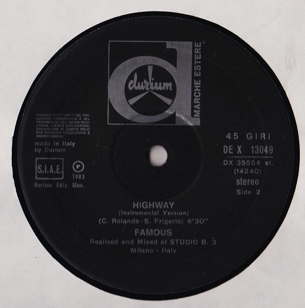 Famous - Highway | Durium (DEX 13049) - 3