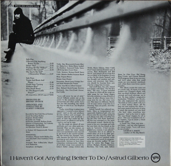 Astrud Gilberto - I Haven't Got Anything Better To Do | Verve Records (V6-8776) - 2