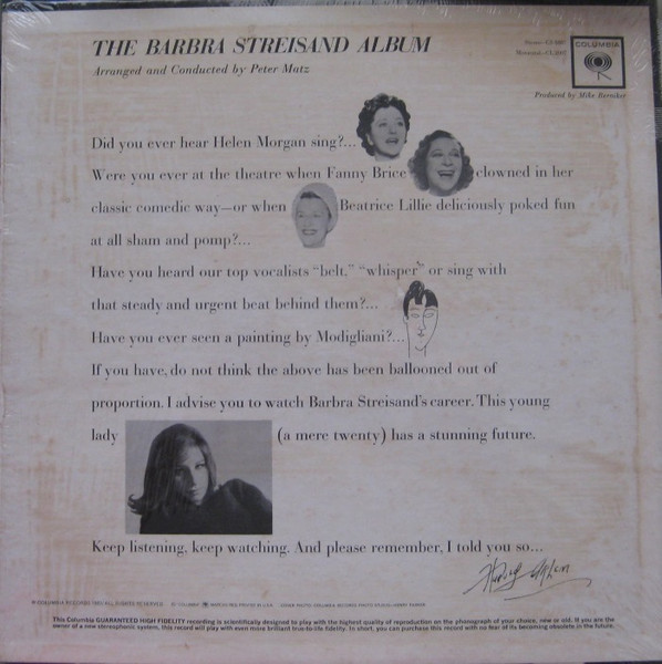 Barbra Streisand - The Barbra Streisand Album | Columbia (CL 2007) - 2