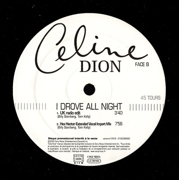 Céline Dion - I Drove All Night | Columbia (SAMPMS 12628) - 3