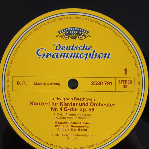 Maurizio Pollini · Karl Böhm , Ludwig van Beethoven , Wiener Philharmoniker = Wiener Philharmoniker - Klavierkonzert · Piano Concerto No.4 | Deutsche Grammophon (2530 791) - 3