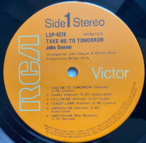 John Denver - Take Me To Tomorrow | RCA Victor (LSP-4278) - 3 John Denver - Take Me To Tomorrow | RCA Victor (LSP-4278) - 3