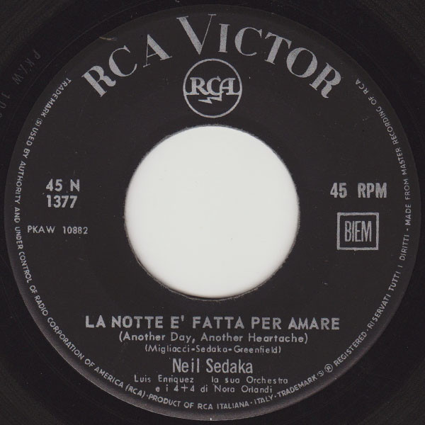 Neil Sedaka - La Notte È Fatta Per Amare | RCA Victor (45 N 1377) - 3