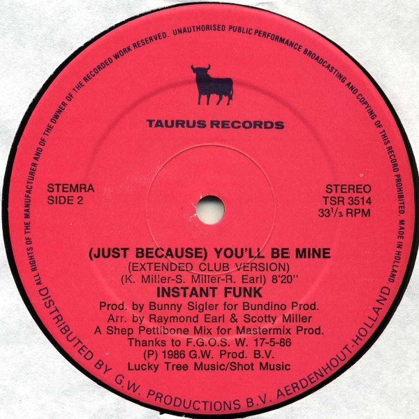 Anthony White / Instant Funk - Block Party  / (Just Because) You'll Be Mine | Taurus Records (TSR 3514) - 2