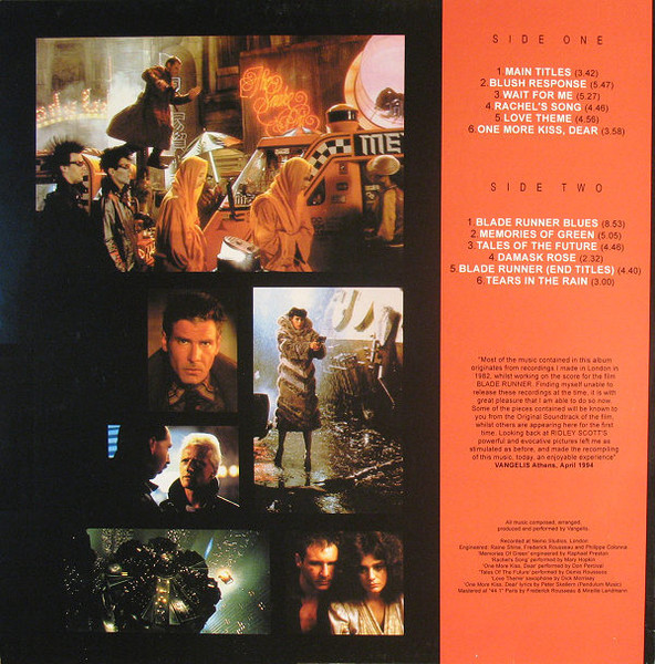 Vangelis - Blade Runner - Original Motion Picture Soundtrack | Not On Label (Vangelis) (BR 1) - 2 Vangelis - Blade Runner - Original Motion Picture Soundtrack | Not On Label (Vangelis) (BR 1) - 2