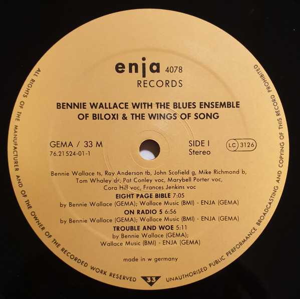 Bennie Wallace - Sweeping Through The City | Enja Records (enja 4078) - 2 Bennie Wallace - Sweeping Through The City | Enja Records (enja 4078) - 2