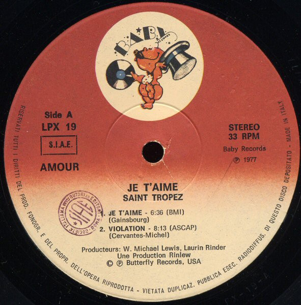 Saint Tropez - Je T'Aime | Baby Records (LPX 19) - 3 Saint Tropez - Je T'Aime | Baby Records (LPX 19) - 3