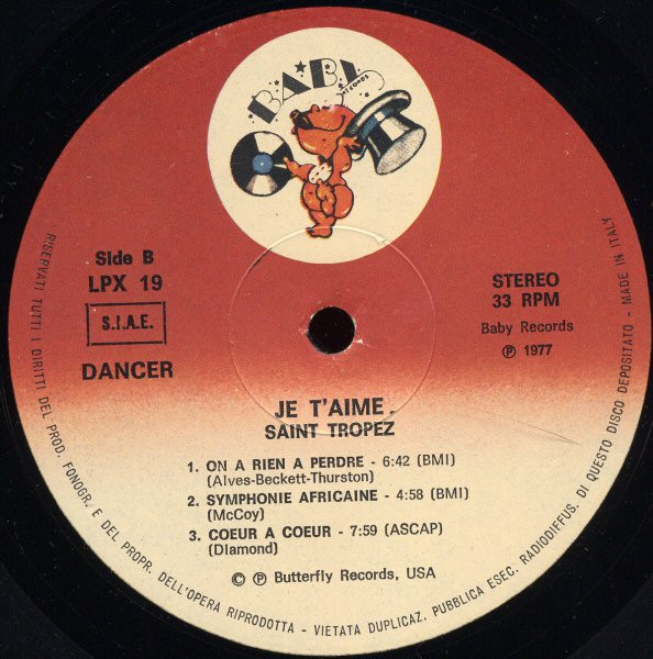 Saint Tropez - Je T'Aime | Baby Records (LPX 19) - 4 Saint Tropez - Je T'Aime | Baby Records (LPX 19) - 4